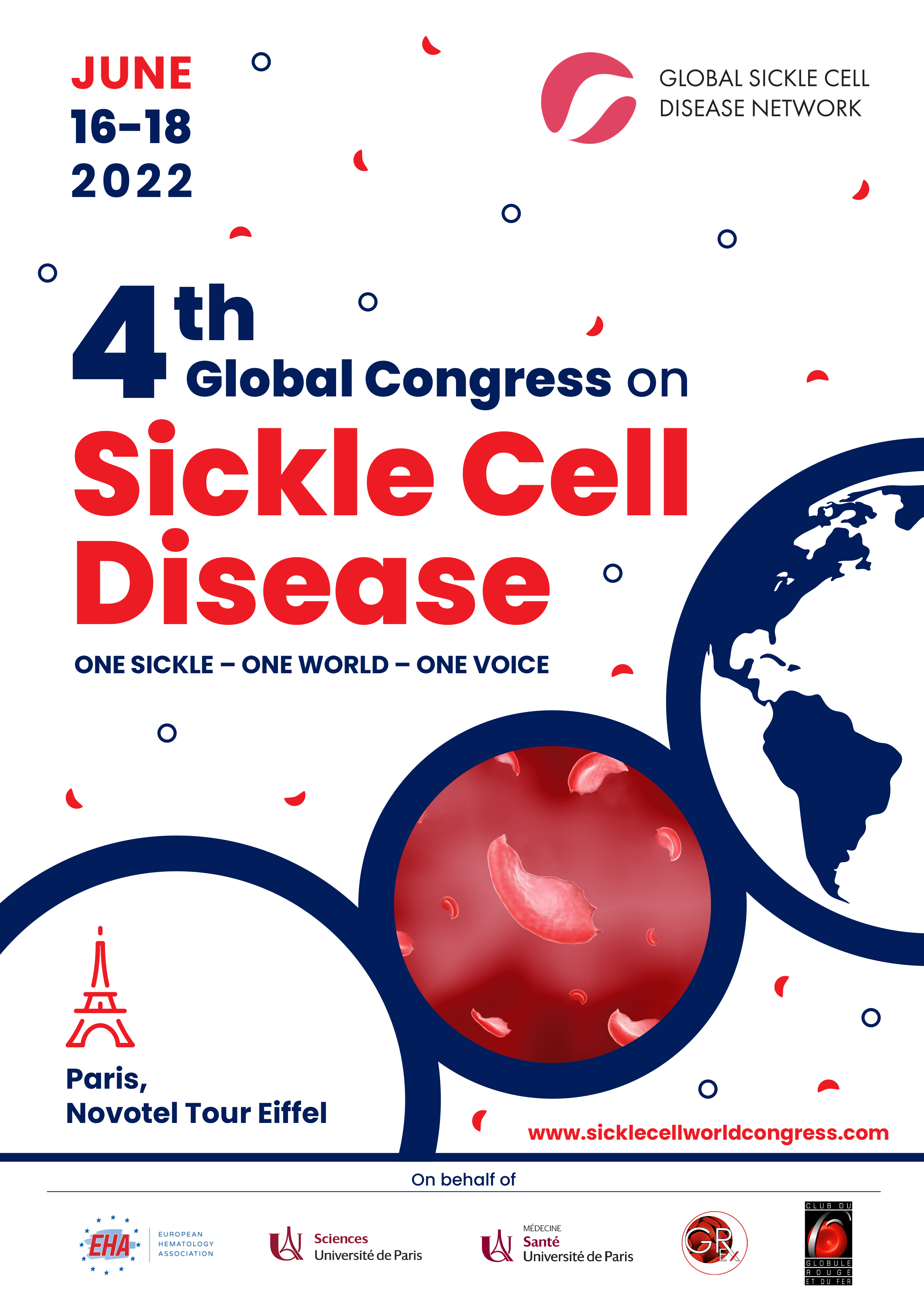 IV ème Congrès International du Global Sickle cell disease Network sur la drépanocytose se tiendra à Paris du 16 au 18 Juin 2022 à Novotel Tour Eiffel Hôtel